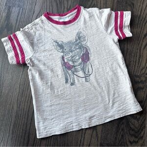Hanna Andersson Pig with Headphones Kids T-Shirt Size 130
